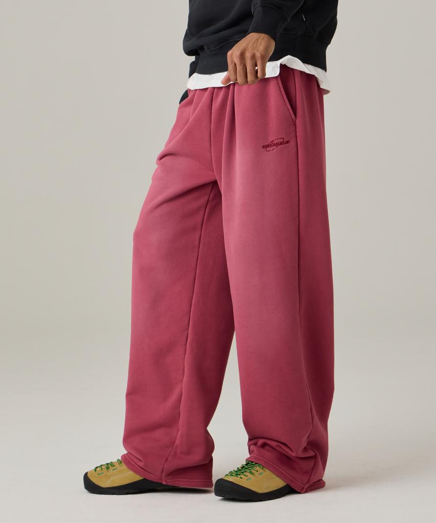 URBANAGE Pigmentgewaschene Signature Weite Jogginghose Rosa