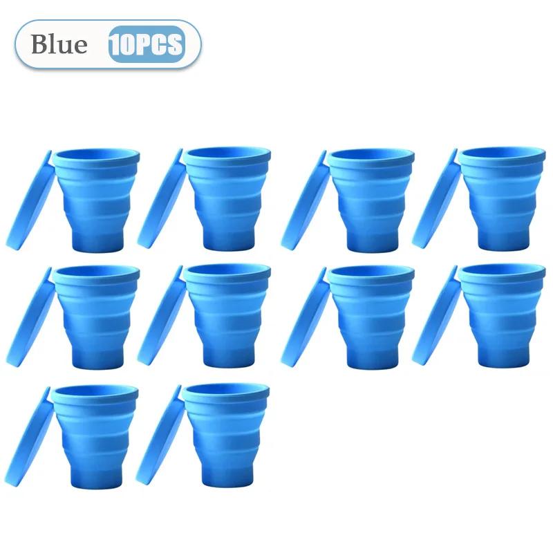 1-10PCS 180ML Silicone Collapsible Water Cup Outdoor Camping Travel Portable Foldable Lid Coffee Cup Sports Hiking Accessories