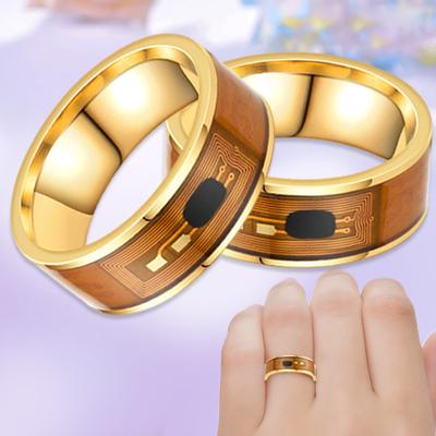NFC Stainless Steel Phone Chip Dripping Oil Dual Dragon Pattern Smart Ring Gift