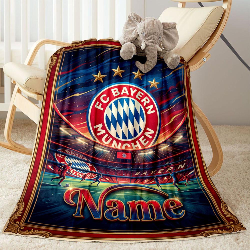 Bayern Munich Stadium Night Personalized Name Blanket Throw Customizable Blanket Warmthful Decor for Nap Couch Livingroom Chair Four Seasons Universal