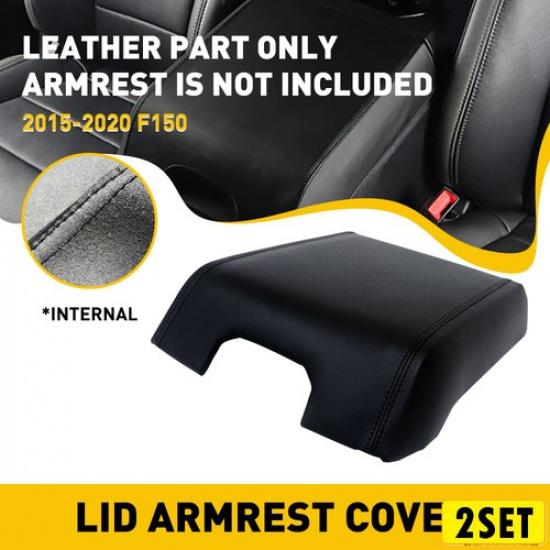 2PCS Car Cover Armrest Black Cushion For Ford Skin F150 15-20 AUXITO Accessories