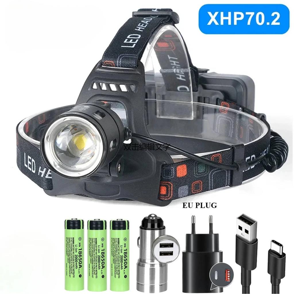 Rechargeable XHP70.2/XHP50 LED Headlamp Waterproof Head Light Fishing Searching Camping Headtorch Zoom Lantern Use 18650 Battery