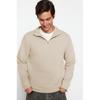 TAGAS Men's Fleece Regular Fit Half-Zip Sweatshirt | Mss-6-Beige-L