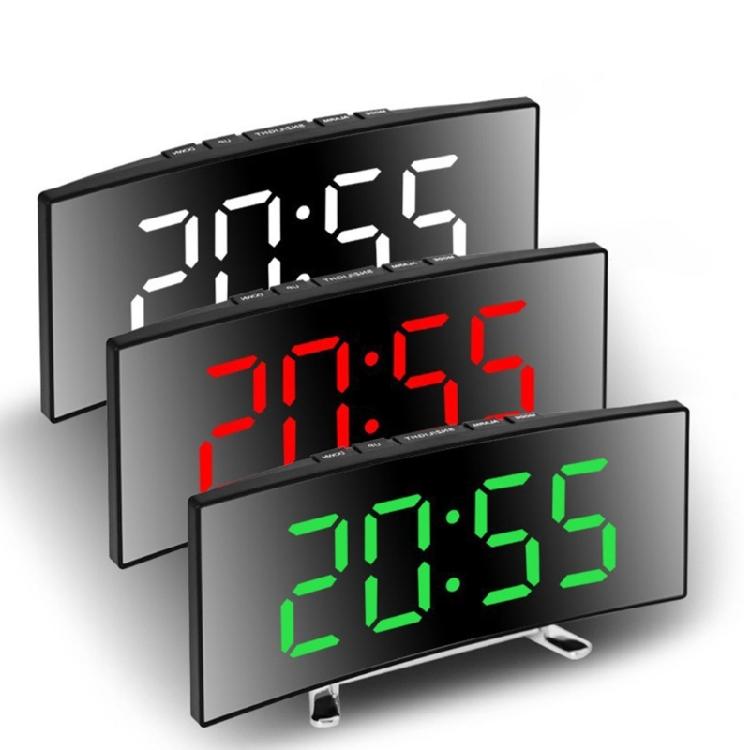 Mirror Double Digital Alarm Clock With Adjustable Night lighting Quiet Operate Temperature Display Double Power Supply