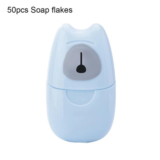 

50шт одноразовые наружные путешествия ручная стирка душевая бумага ароматические листы с мылом синий