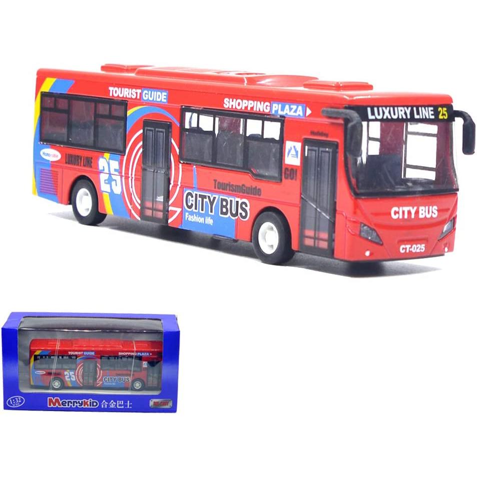 1/32 Scale City Double Decker Bus Toy Die Cast Pull Back Vehicles Mini Bus Model Car Toys Lights and Music