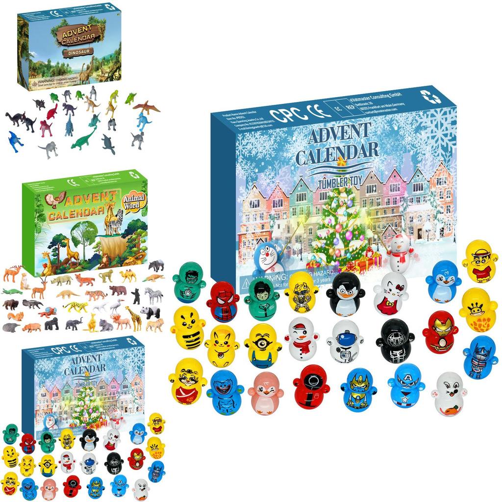 24 Animals Countdown Calendar Kit Christmas Home Decor With Plastic Figures For Childrens Holiday Gift