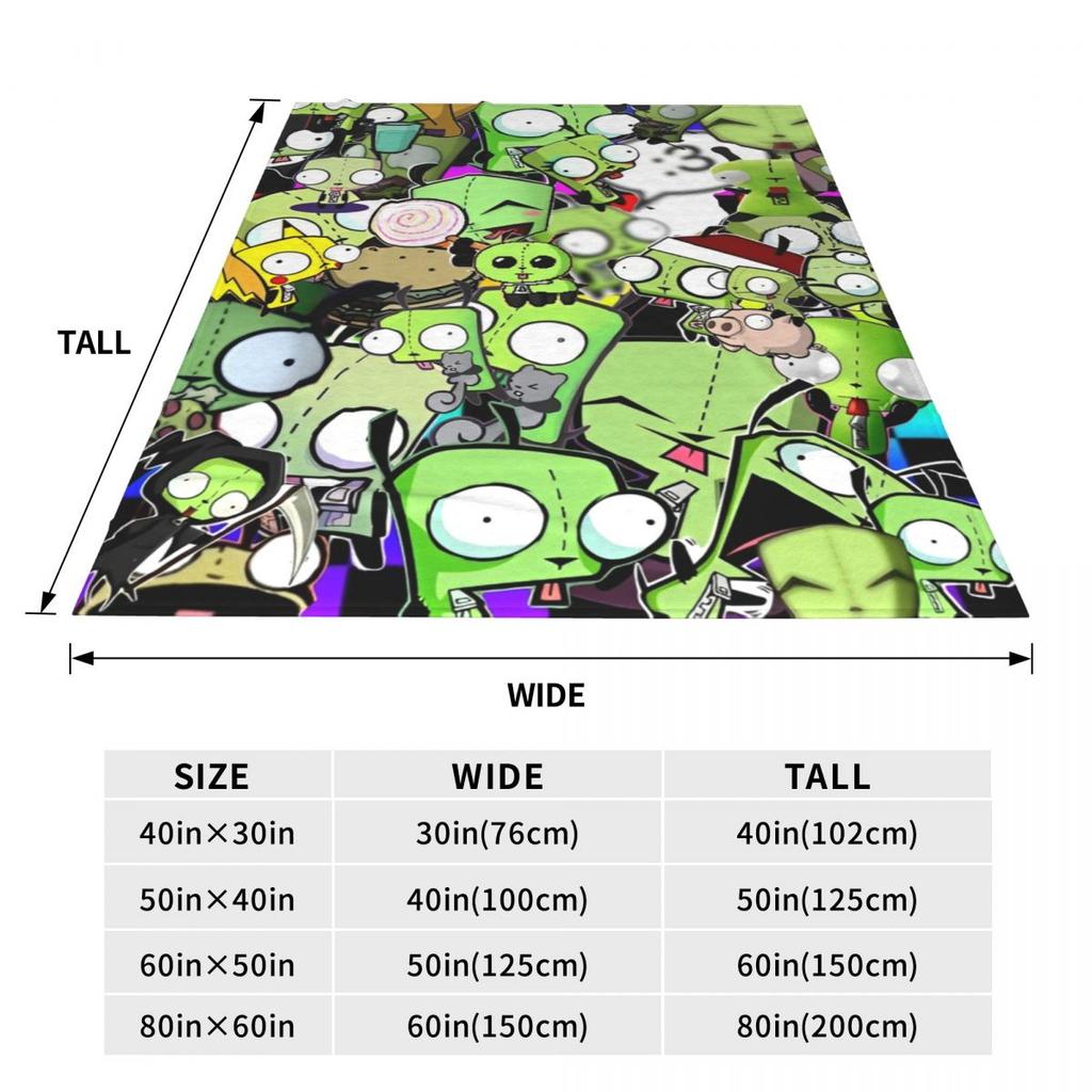 Invader-Zims Wolldecke Cartoon Dunkle Komödie Individuelle Überwurfdecke für Zuhause 200x150cm