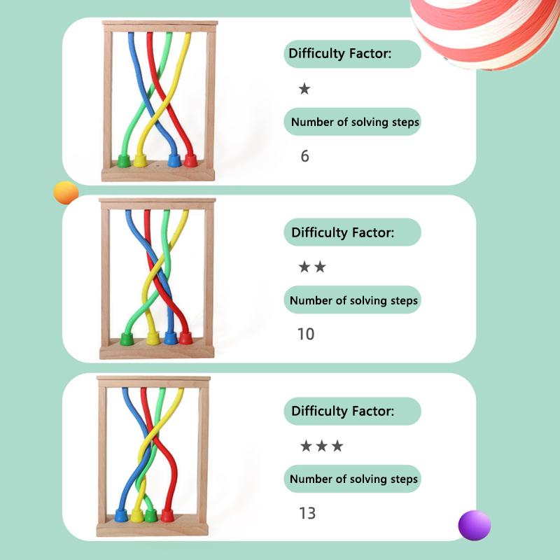Children Rope Knots Puzzle Board Game Montessori Logical Thinking Brain Social Games Color Twisted Ropes Sorting Sensory Toys