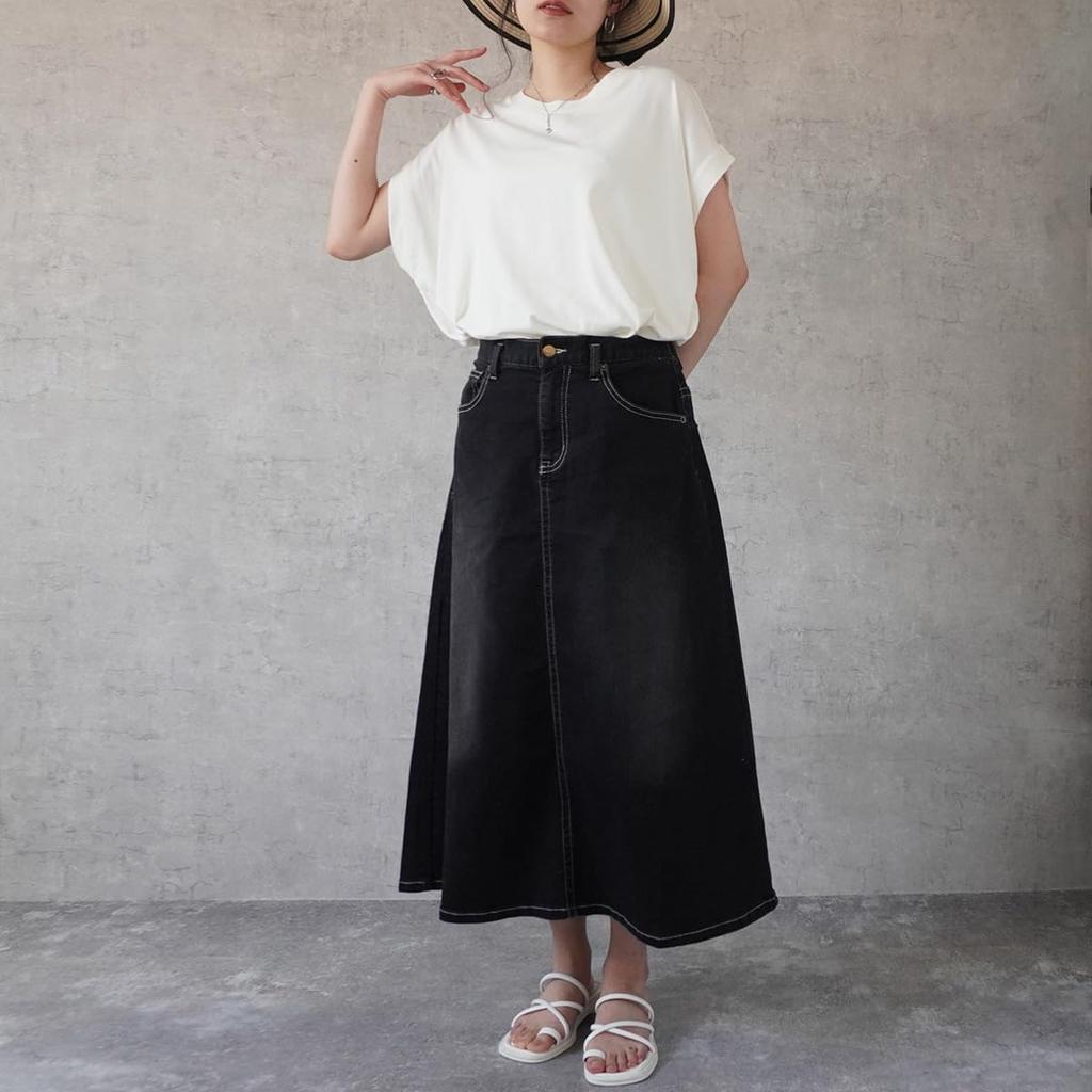 Selectively Berry Denim Long Plus Stretchy 20cm Elastic Sizes Suitable for and Women's Skirt, Skirt, Size, Slimming, A-Line, Material, Slit, Waist,