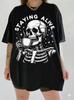 Staying Alive Skeleton Coffee T-Shirt: Funny Halloween Tee