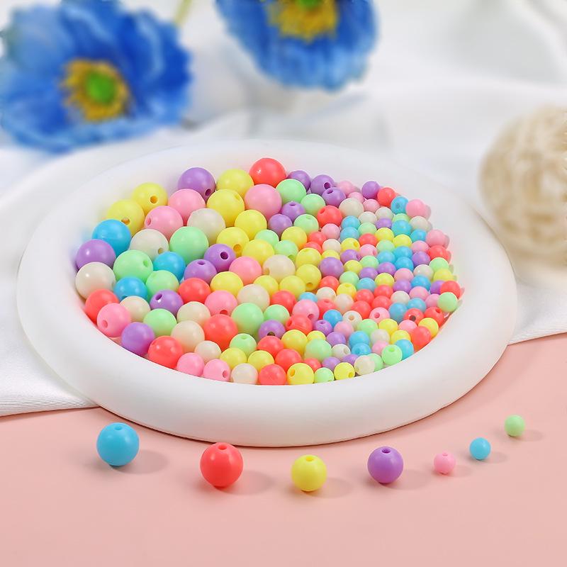 Solid Color Round Acrylic Beads for DIY Bracelets - Jewelry Accessories