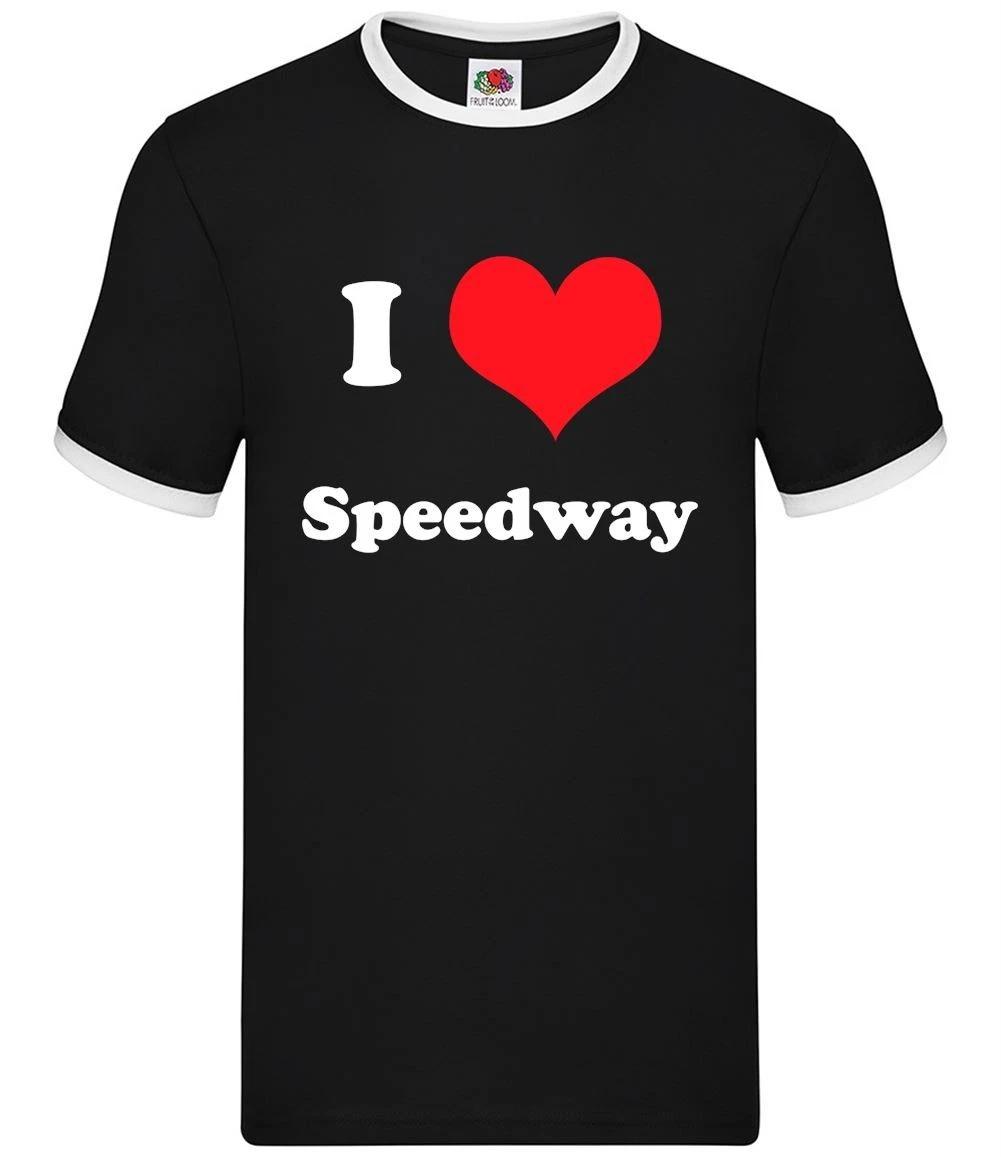 I Love Speedway - Mens Ringer - Motorcylce Motorbike Sport Biker Bike S
