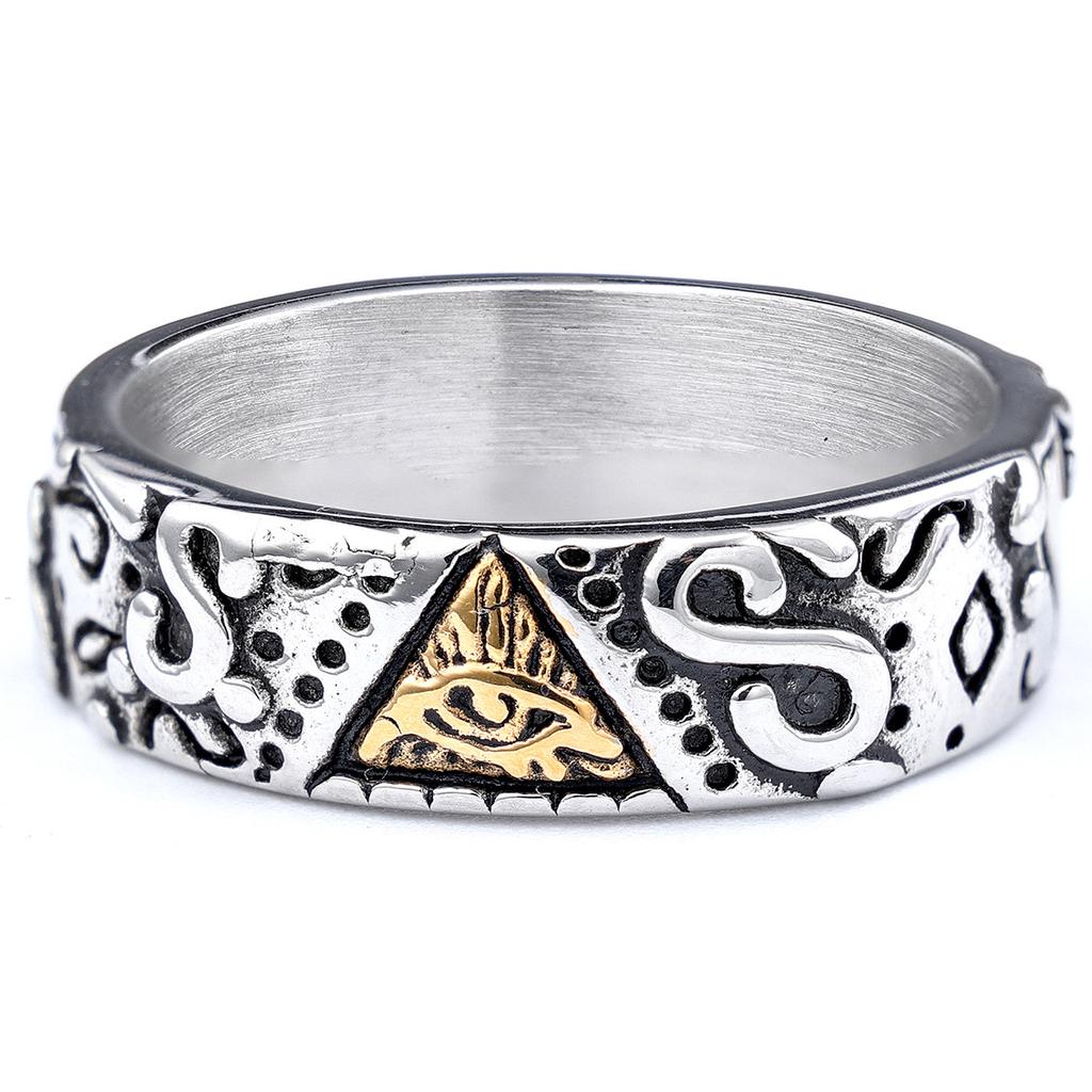 Auge des Horus Goldener Edelstahlring Freimaurersymbol Ring