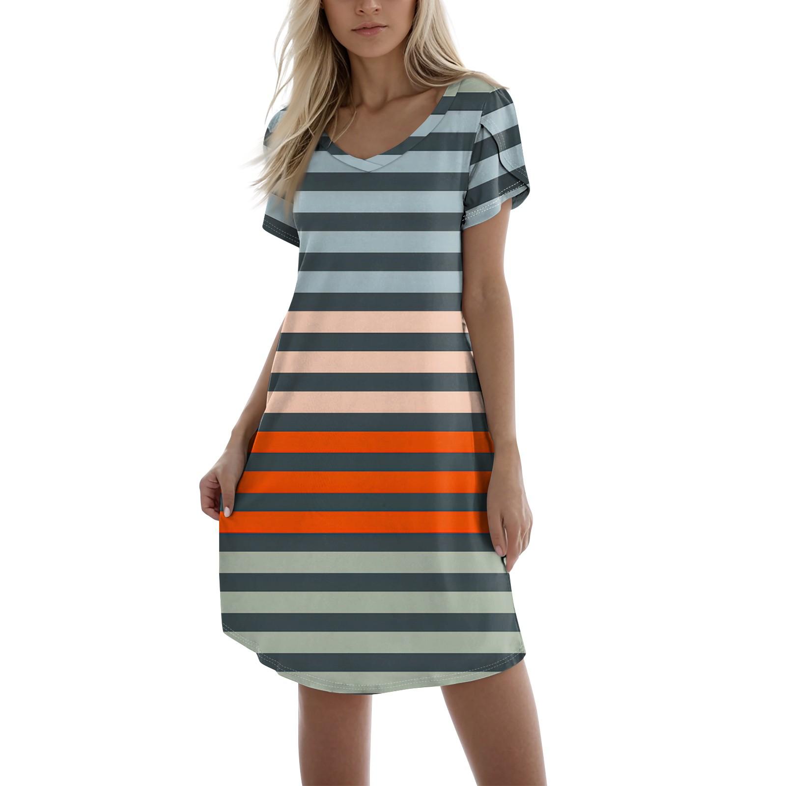 

Женское модное повседневное короткое платье с принтом и V-образным вырезом с коротким рукавом M