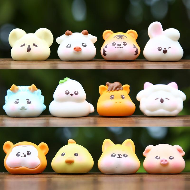 Chinese Zodiac Resin Animal Collectible Figures Desktop Decor Gift Display