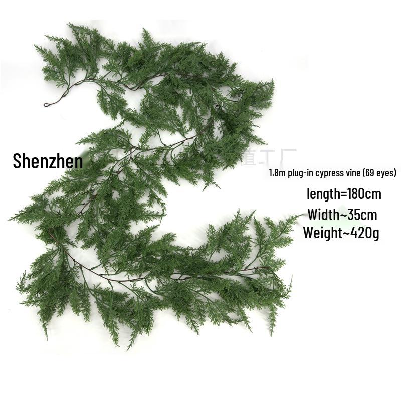 Artificial Norfolk Pine Wreath with Red Berries & Rattan Vines for Cross-Border Christmas Decoration