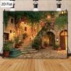 2D Cozy Stone Courtyard Photography Backdrop Mediterranean Background