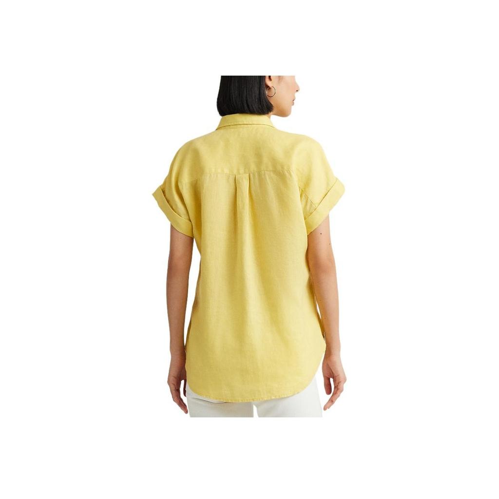 Polo Ralph Lauren SS24 Solid Color Single-Breasted Pointed Collar Loose Casual Short Sleeve Shirt Women shirts WMLRSHTSN820106-700