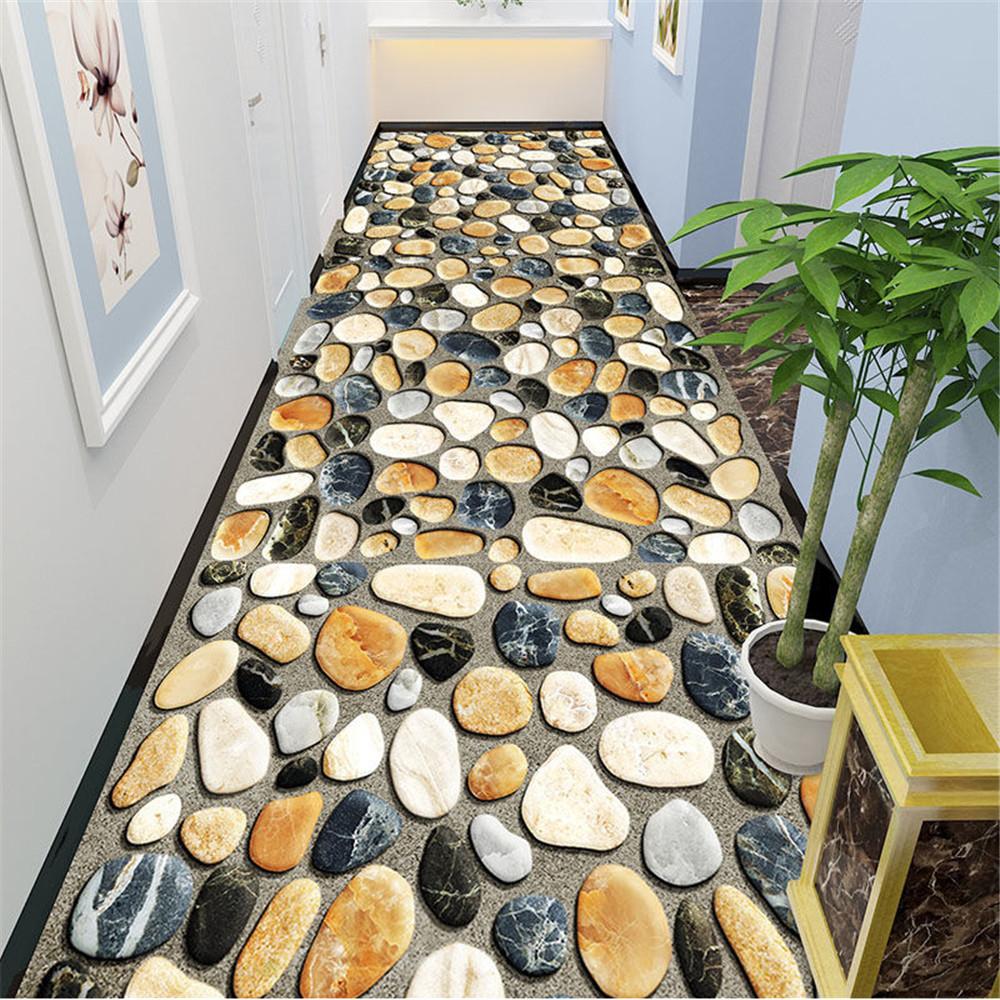 Wooden Floral Corridor Hallway Rug Pastoral 3D Carpet Living Room Area Rug Crystal Velvet Anti-slip Bedroom Mat Kitchen Floormat