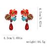 Water Droplet Pendant Pendant Earrings Retro Inlay Flower Earrings  Jewelry Gift