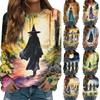 Women's Casual Long Sleeve Printed Raglan Sleeve Pullover Top for Halloween