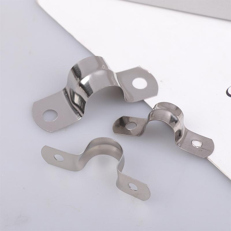 20Pcs M5-20 Rigid Pipe Strap Stainless Steel 2 Holes Cable U Bracket Pipe Clamp For Fixing Pipe Or Cable Horseback Saddle Clamp