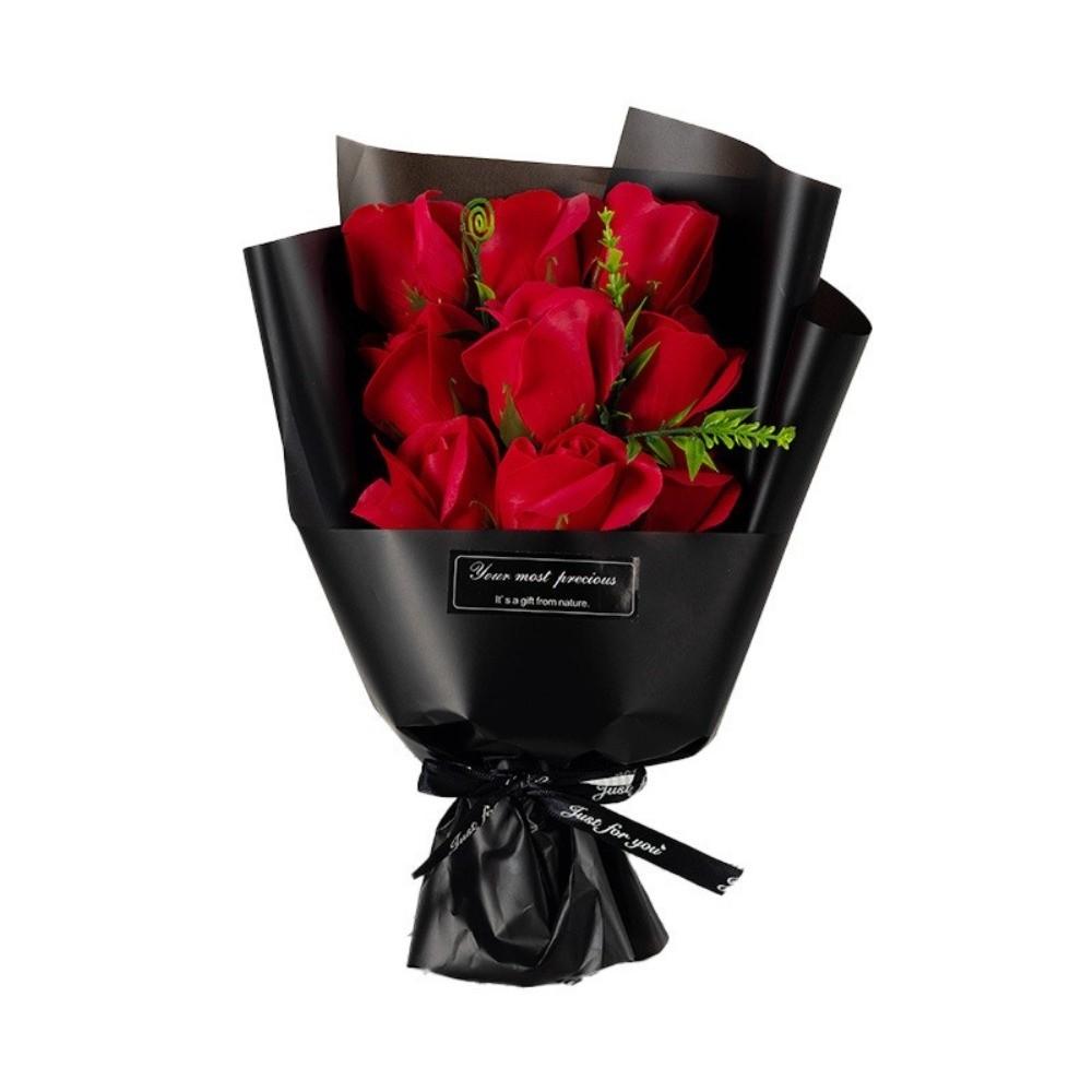 Elegant Artificial Flower Eternal Rose Bouquet Long Lasting 9 Heads Soap Flower Bouquet Anniversary Festival Gift Birthday