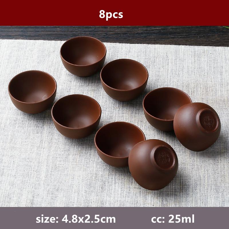 8 ks/sada Yixing ručně vyráběný šálek z fialové hlíny Autentická čajová miska Dahongpao Cestovní přenosný pohár Pu'er Master Cup Čínská čajová sada Zisha