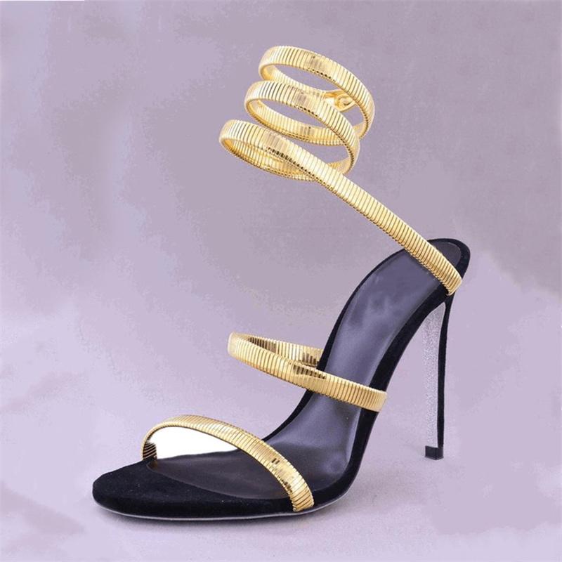 Snake Strap High Heel Sandals Women Summer  Ankle Strap Banquet Party Shoes Narrow Band High Heels Ladies Gladiator Sandals