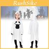 Bílý kostým Ducha pro děti s elegantními rukavicemi, ideální pro halloweenské oslavy