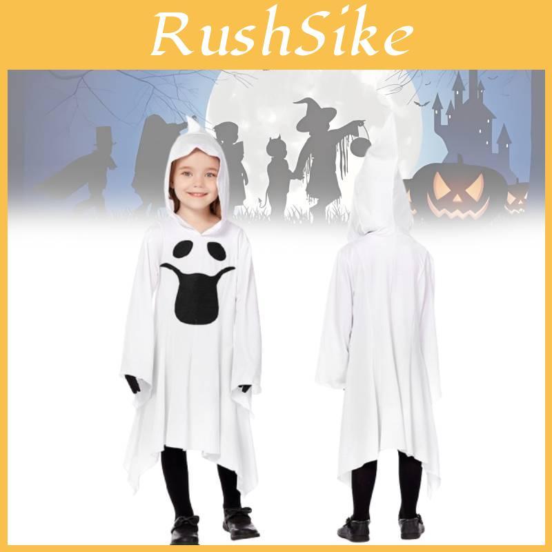 Bílý kostým Ducha pro děti s elegantními rukavicemi, ideální pro halloweenské oslavy