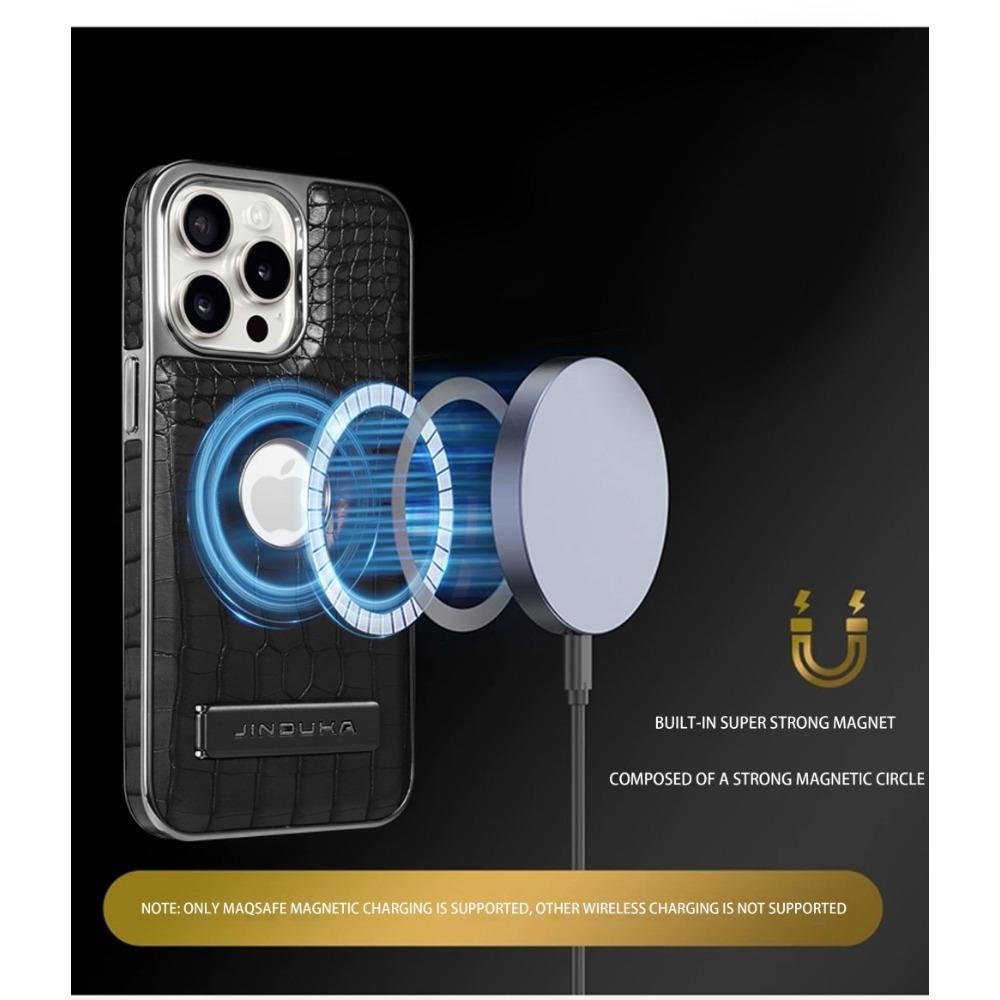 High Quality Leather Holder Electroplate Phone Case for IPhone 11 12 13 Pro Max 14 15 16 Plus Bracket Magnetic Protection Cover
