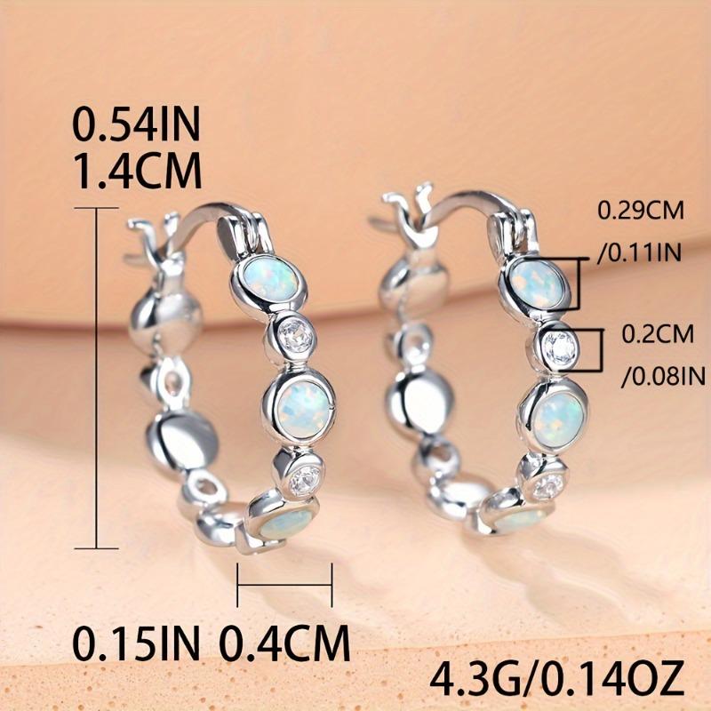 Retro Elegant Style Hoop Earrings For Women Opal Shiny Cubic Zirconia Crystal Pendientes Fine Jewelry Gifts