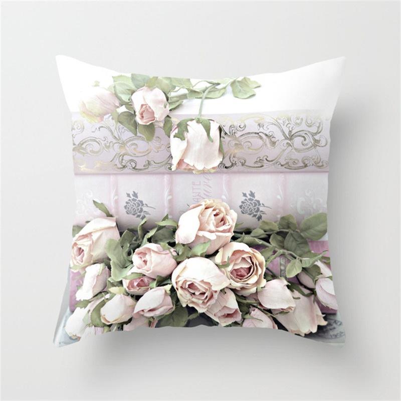 Home Pillow Cover Fabric Sofa Peach Skin Pillowcase Bed Cushions Rose Pillow Cover