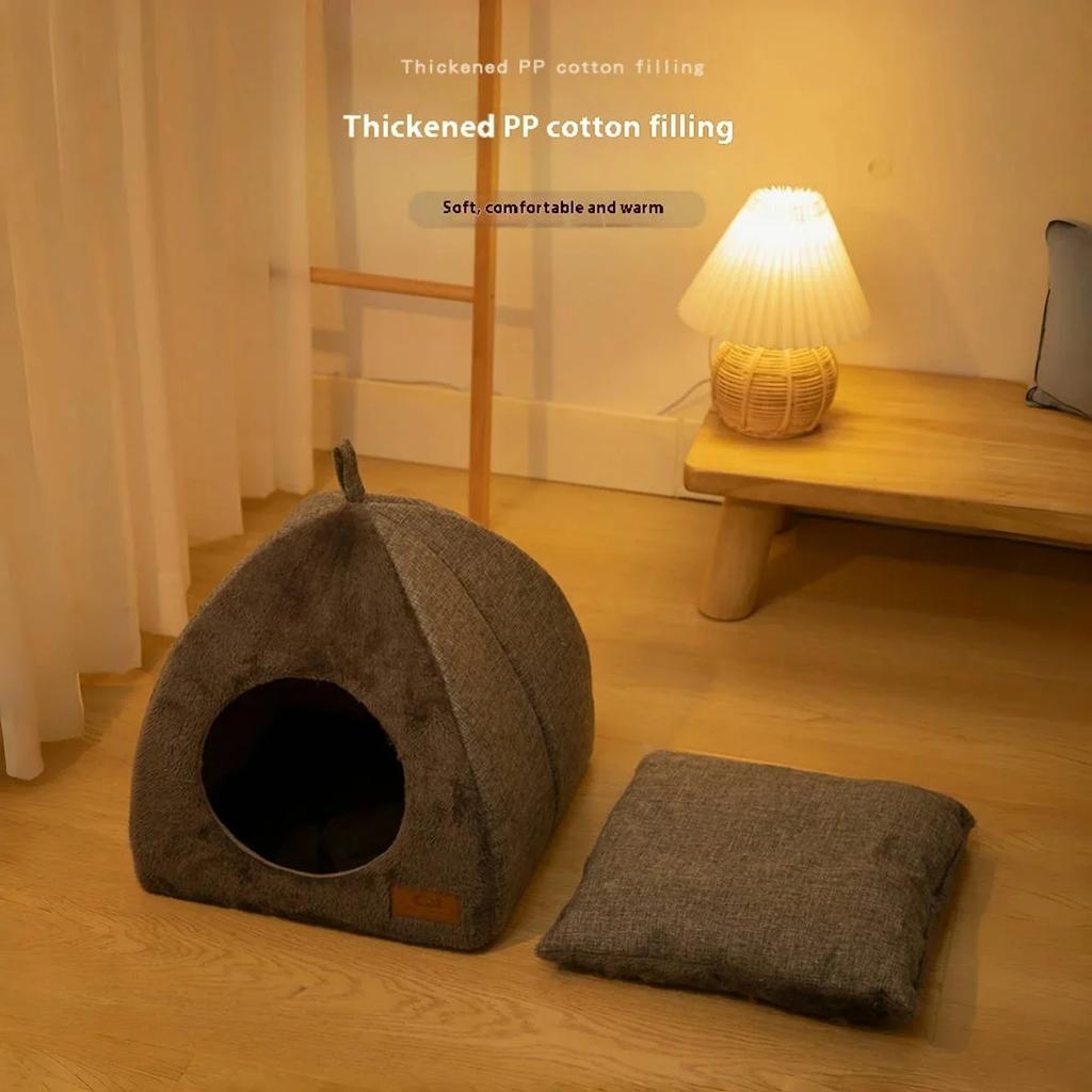 Triangle Cat Nest Closed Cat House Pet Nest Warm and Thickened Deep Sleep Cat Nest Indoor Winter Warm Deep Sleep Cat Nest