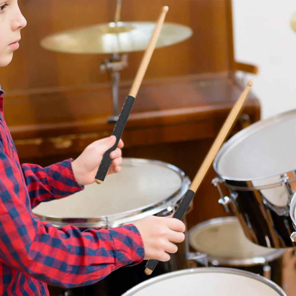 AQTAQ 5A Drumsticks Hickory Drumsticks Set with Handle Drumsticks Durable Musical Instrument Accessories Hickory Drumsticks Wooden Color Non-Slip