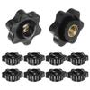10pcs Star Knobs M6 Female Threaded 25mm Head Plastic Through Hole Brass Screws Clamping Handle Threaded Knob Black