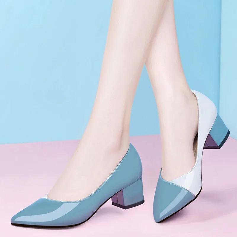 Fashion Women's Shoes Chunky Heels Ladies Pumps Block Heel with Medium Pointed Toe Moccasins Non Slip on Quick Delivery Luxury Brand 39