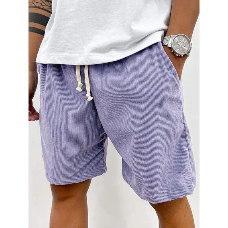 Summer New Men's Casual Comfortable Drawstring Corduroy Retro Shorts