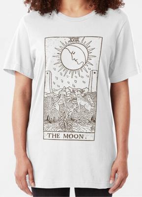 The Moon Tarot Card T Shirt %100 Cotton Unisex
