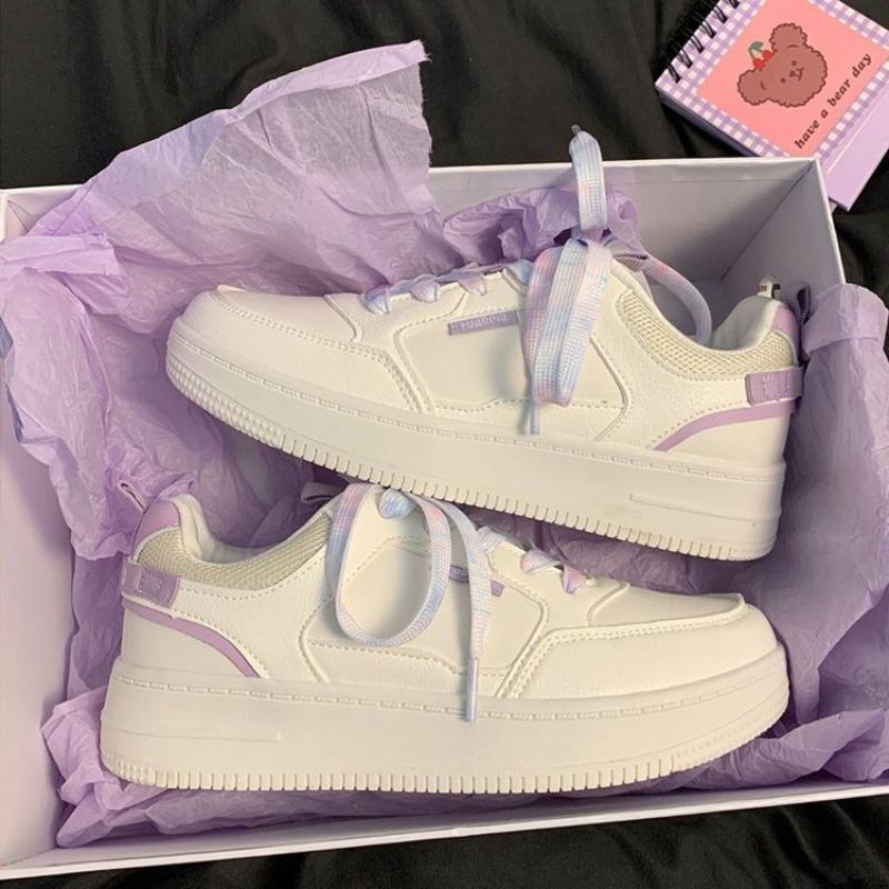 ins tide white shoes women s spring new fashion campus style rubber baseplate shoes student sports and leisure shoes 35 фиолетовый