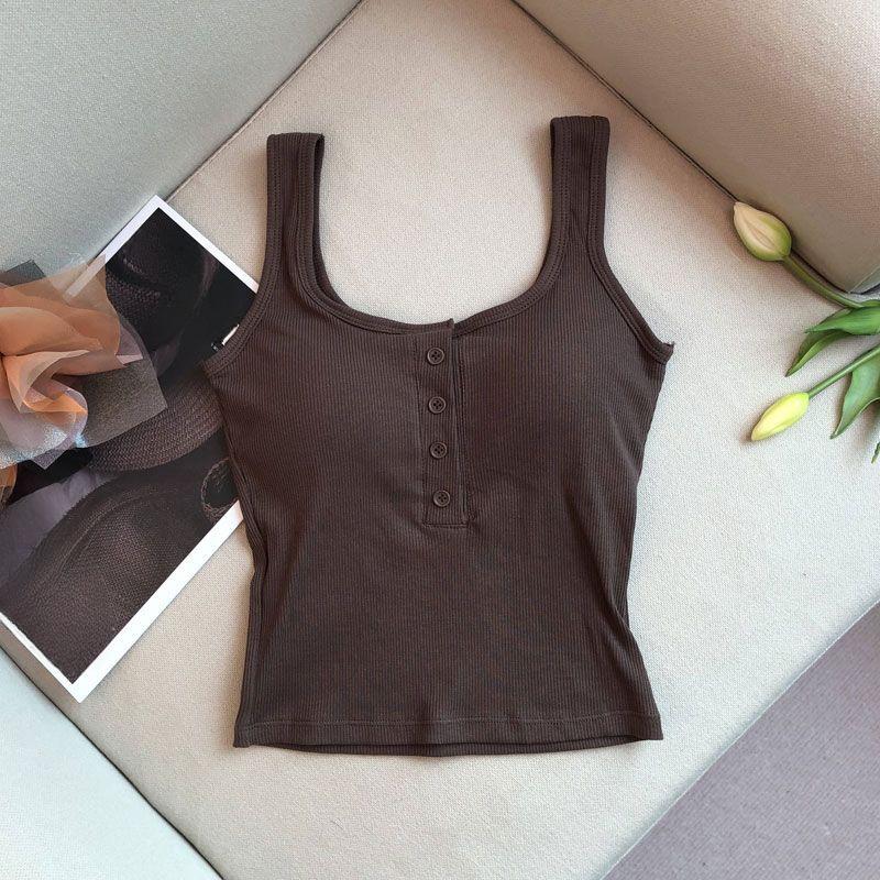 Ärmelloses Modal-Camisole-Top mit verstellbaren Trägern und integriertem BH-Polster – sexy Unterhemd XL kaffeebraun