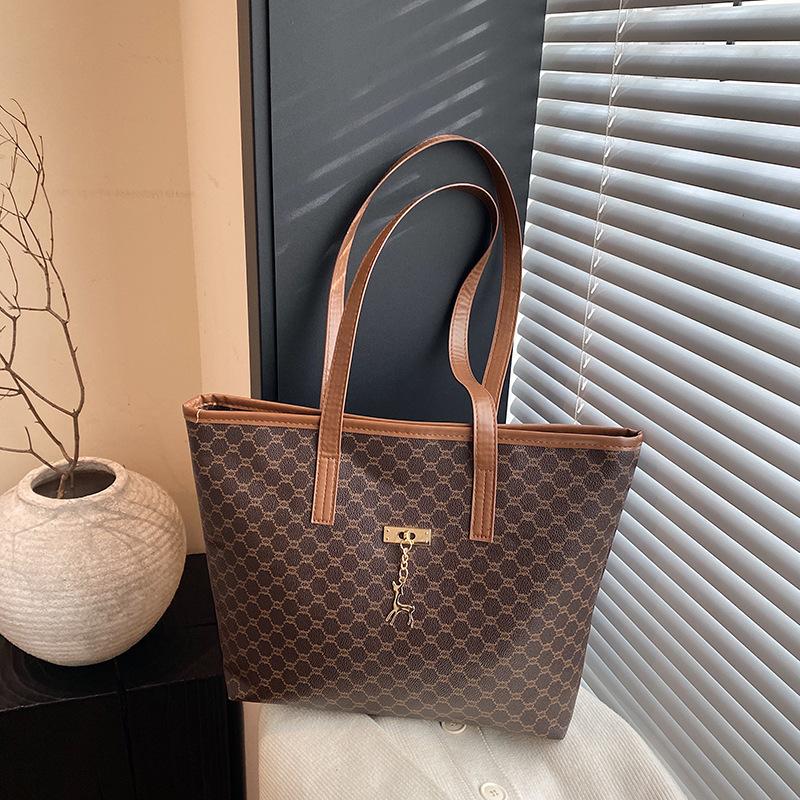 

Новая модная сумка-тоут большой вместимости в ретро-стиле, контрастная сумка через плечо, сумка под мышкой с принтом, женская сумка