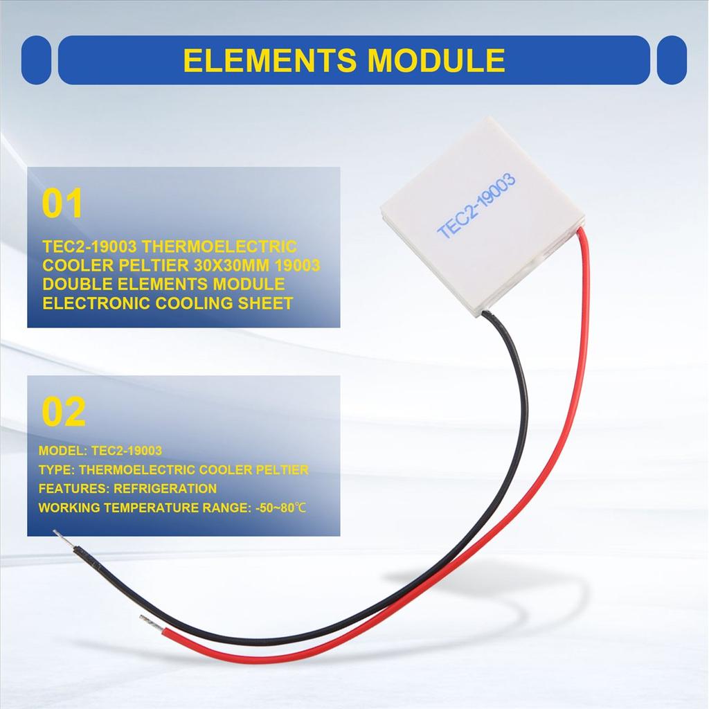 TEC2-19003 Thermoelectric Cooler Peltier 30X30mm 19003 Double Elements Module Electronic Cooling Sheet