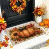 Washable Front Door Rug Halloween Pumpkin Mat, Fall Seasonal Welcome Non-slip Farmhouse Entrance for Porch Entryway Kitchen Decor Festive