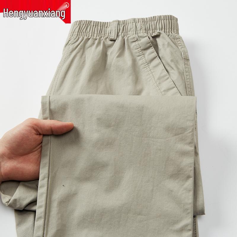 

Мужские хлопковые брюки карго больших размеров Hengyuanxiang - Свободные, прямого кроя, широкие брюки для весны и осени M Weight 125 jin and below