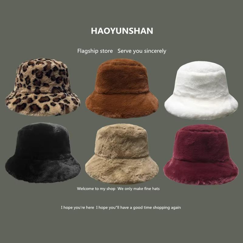 Korean Short Plush Fisherman Hat Thickened In Autumn and Winter Warm Versatile Bucket Hat Japanese Face-showing Small Basin Hat