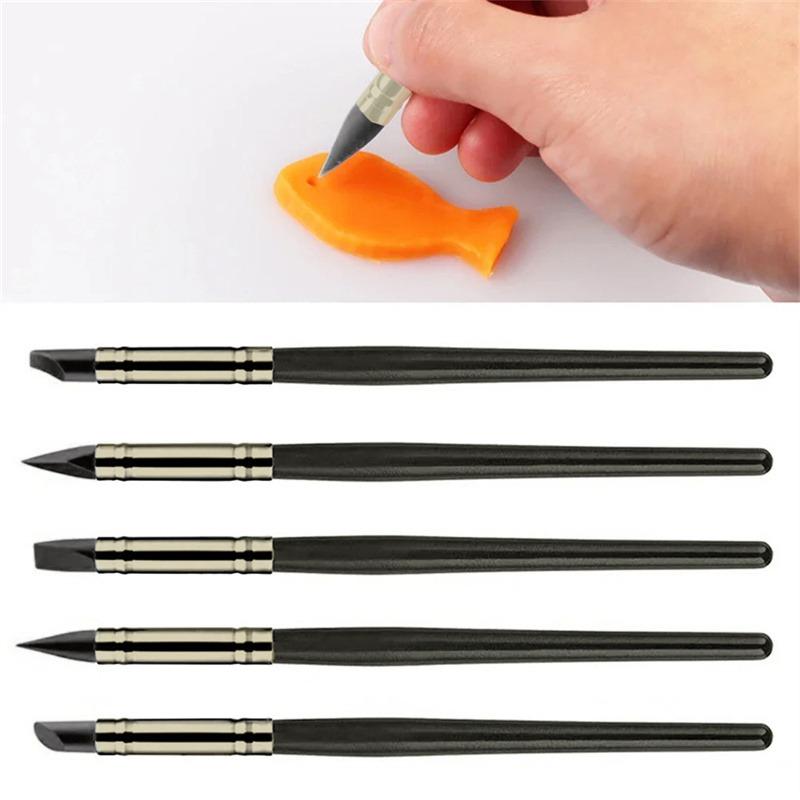 3mm Silicone Brush Pen Icing Cake Decorating Shaping Fondant Polymer Clay Sculpting Modelling Tool Styling 5pcs/set