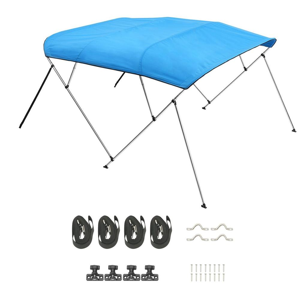 4 Bow Boat Bimini Tops 96"Lx(85"-90")W X 54"H Awning Canopy Pacific Blue